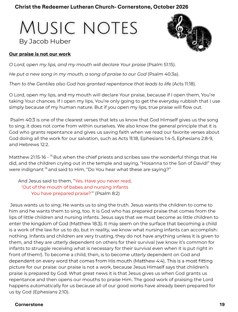 Christ the Redeemer October 2026 newsletter, page 19