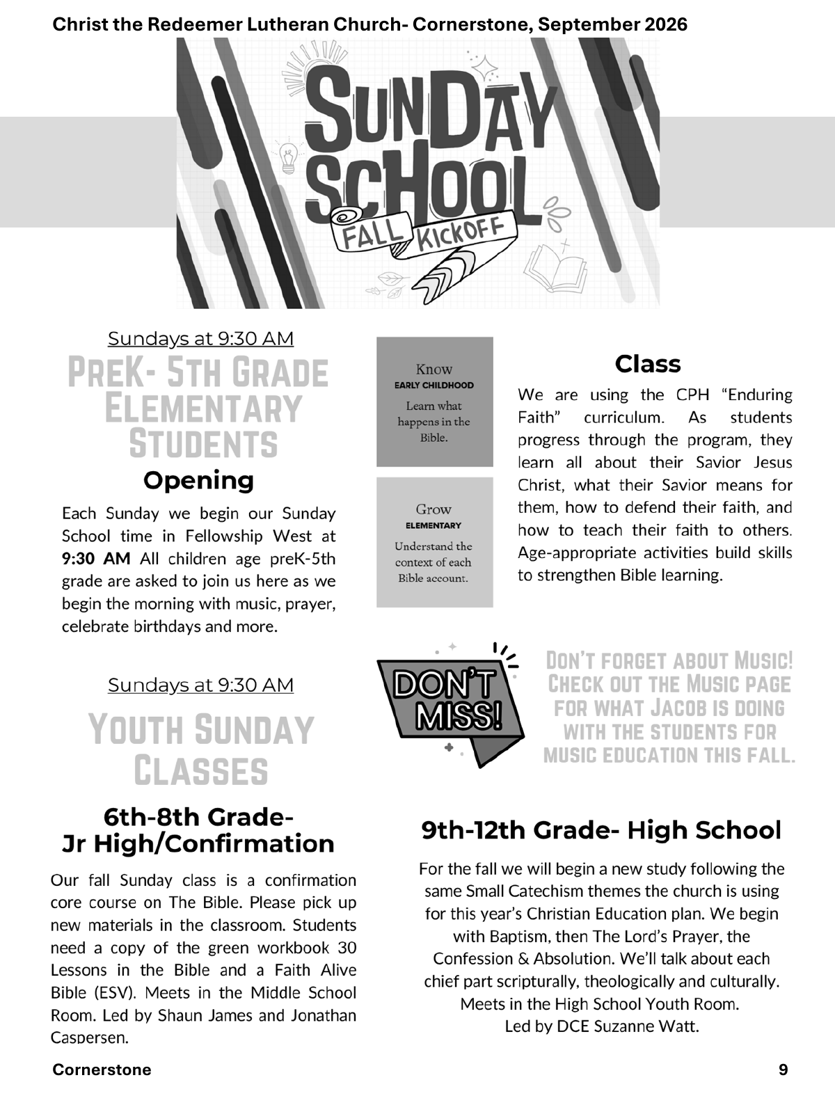 Christ the Redeemer September 2026 newsletter, page 9