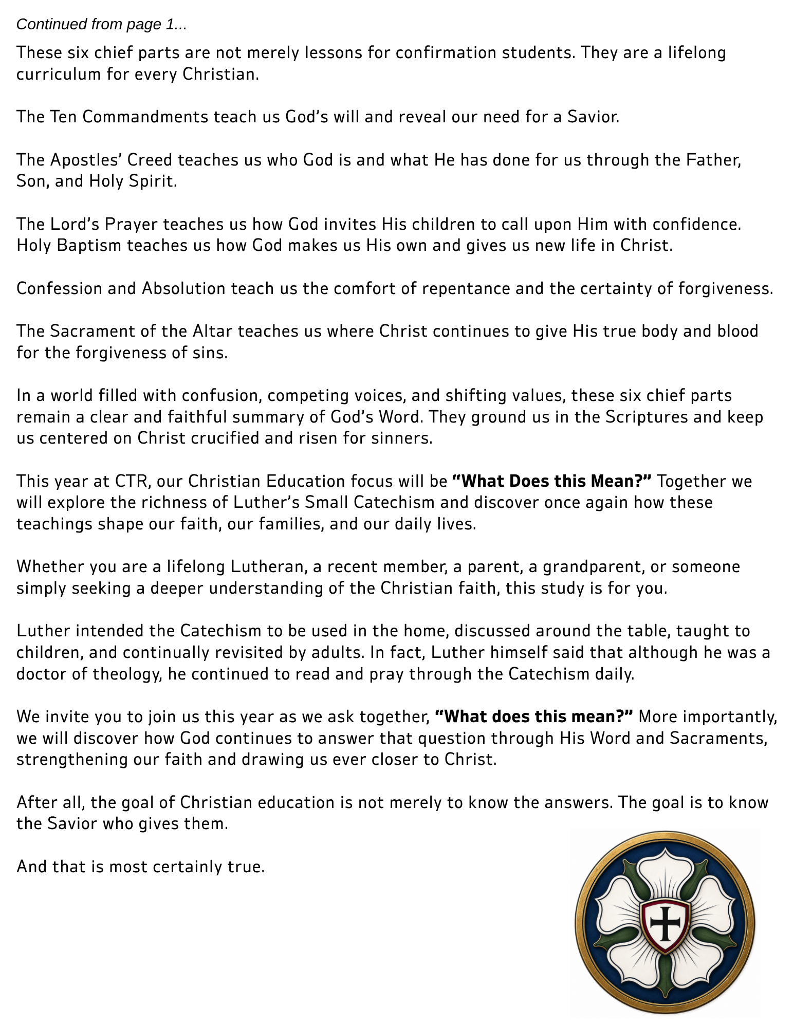 Christ the Redeemer August 2026 newsletter, page 3