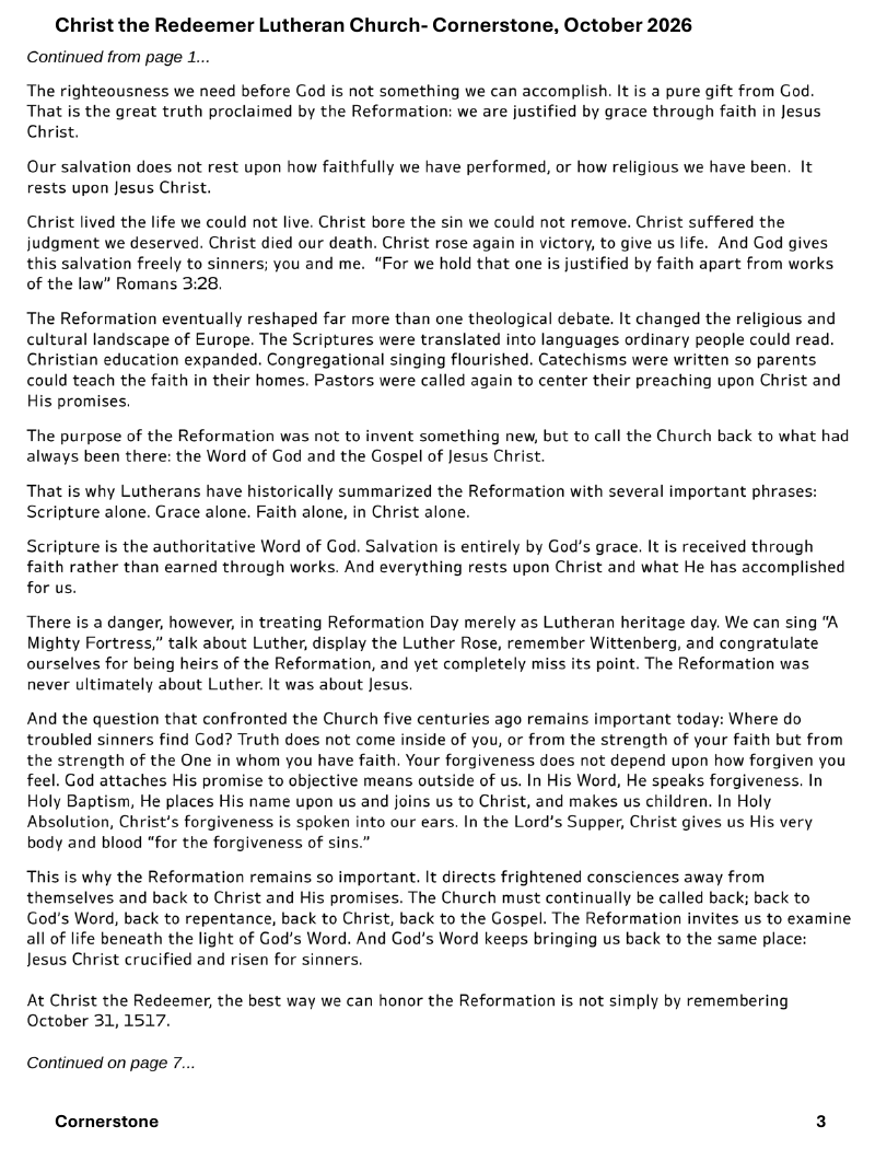 Christ the Redeemer October 2026 newsletter, page 3