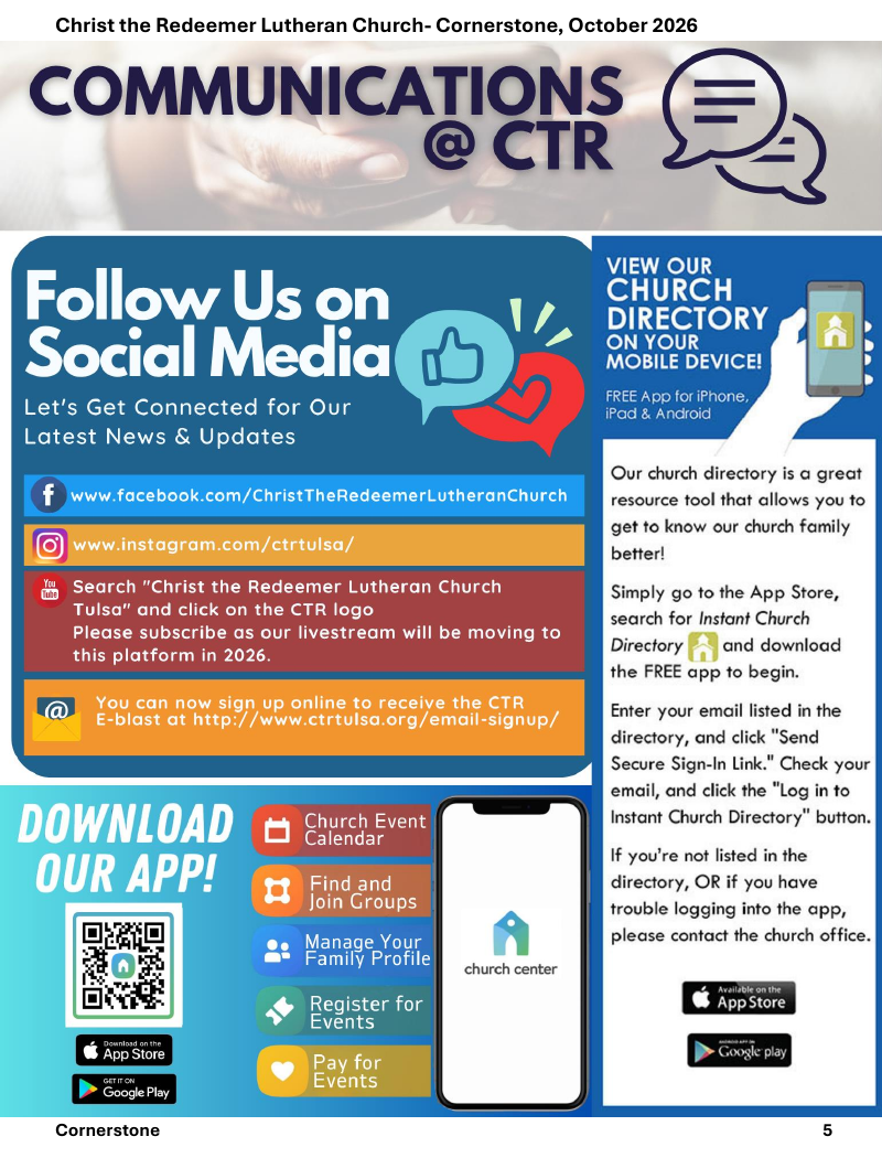Christ the Redeemer October 2026 newsletter, page 5